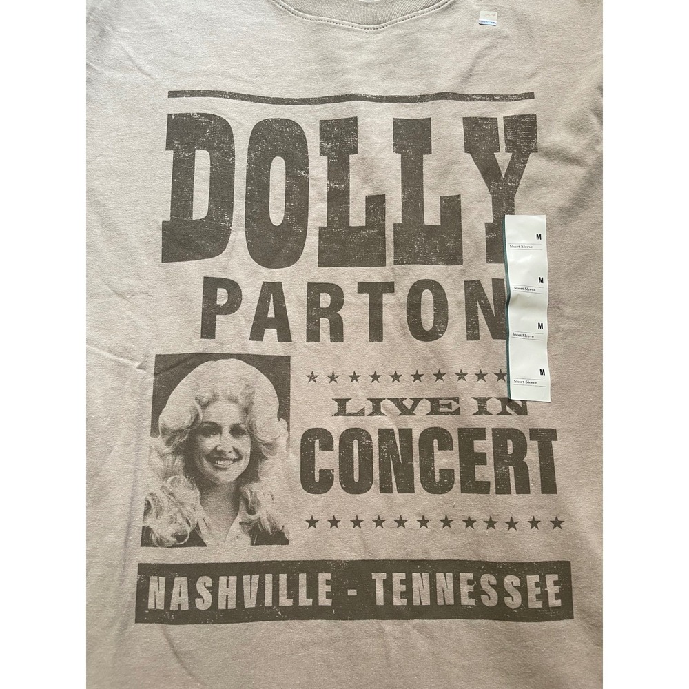 Dolly Parton Live in Concert Nashville Graphic T-Shirt Tan Size M NWT - Picture 3 of 4